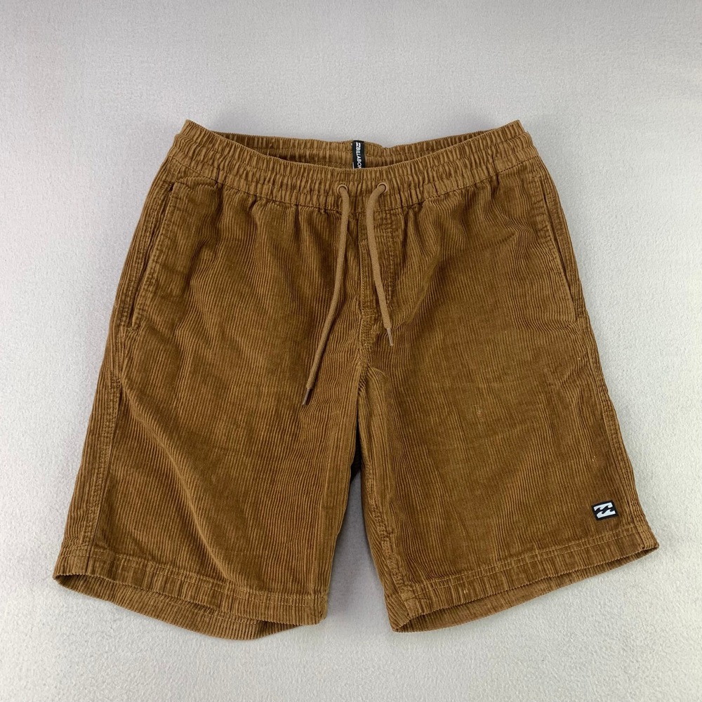 Billabong Corduroy Shorts Men M Brown Casual Elastic Waist Drawstring Loose Fit